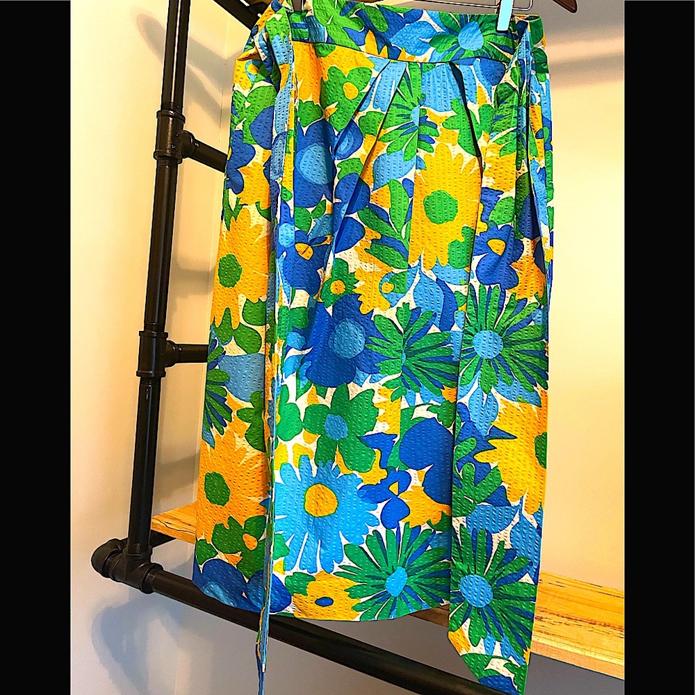 Jcrew Floral Seersucker Pencil Skirt with Tie